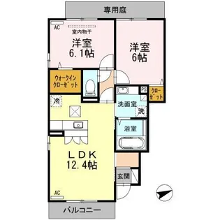 グレイス ソシアM C棟【101号室】の間取り