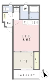 MISTRAL手柄山平和公園駅前【104号室】の間取り