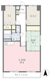 グランシャトレ道後【701号室】の間取り