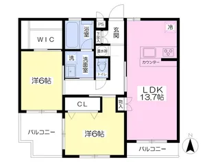 グランドアーク土居田【205号室】の間取り