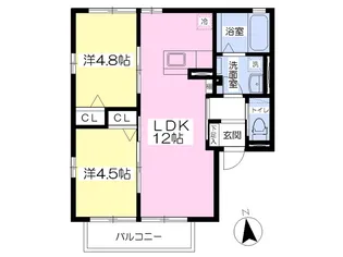ブランミュール【102号室】の間取り