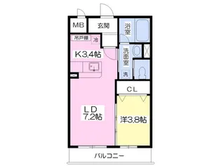 カーサビアンカ谷藤【103号室】の間取り