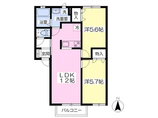 ヴィラドルチェ【203号室】の間取り
