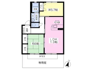 カサブランカパートVA棟【101号室】の間取り