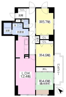 リバティベル月寒【901号室】の間取り