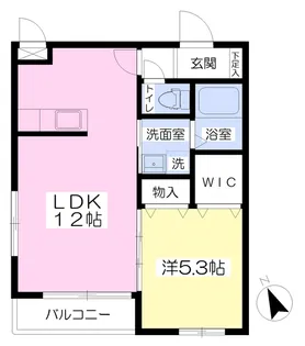 カーサ・コモダ市名坂【206号室】の間取り