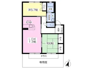 カサブランカパートVA棟【103号室】の間取り