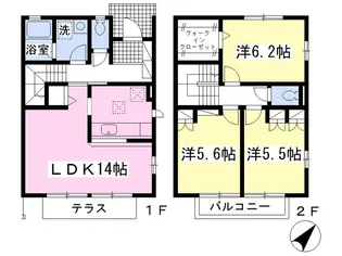 神奈川県横浜市都筑区東方町【テラスハウス】の間取り