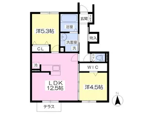 プレミアハウスあてるいC棟【102号室】の間取り