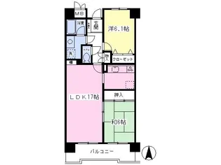 ロイヤルシャトー八乙女【306号室】の間取り