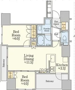 ザ・パークハウス築地入船【7階】の間取り