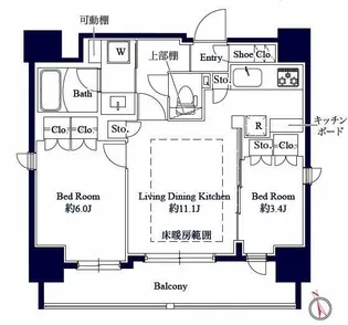 GRAN PASEO八丁堀II【7階】の間取り