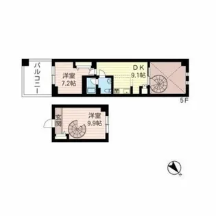 レジデンスシャルマン月島【8階】の間取り