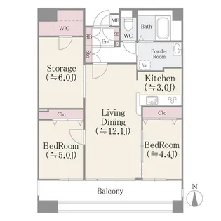 クレアールフレスカ【14階】の間取り