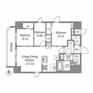 Primal KinshichoII【14階】の間取り