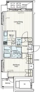 ドゥーエ新富町【11階】の間取り