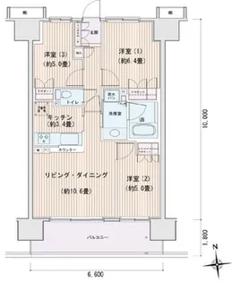 エスティメゾン豊洲レジデンスB【6階】の間取り