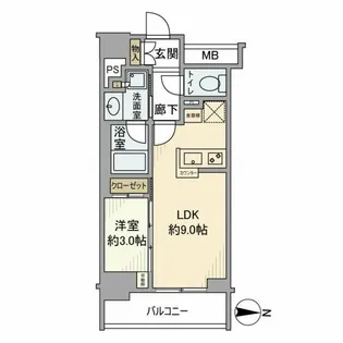 グローリオ コンフォート東京菊川【9階号室】の間取り