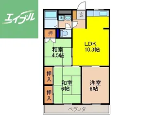 サンコーポくさのⅠ【203号室】の間取り