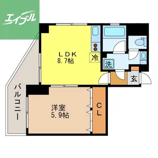 1LDKの間取り画像