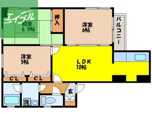 七福マンション八幡町【601号室】の間取り