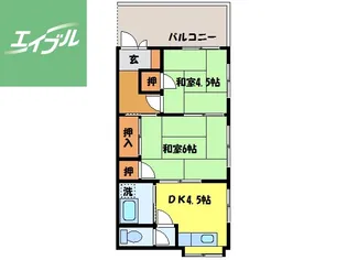 柴原アパート【2-B号室】の間取り