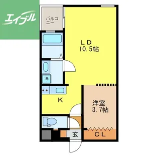 con te partiro【104号室】の間取り