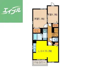 サザンクレメントJⅢ【2階】の間取り