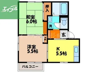 シャーメゾン谷向【202号室】の間取り