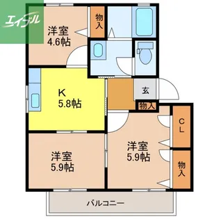 長崎県西彼杵郡時津町浜田郷【アパート】の間取り