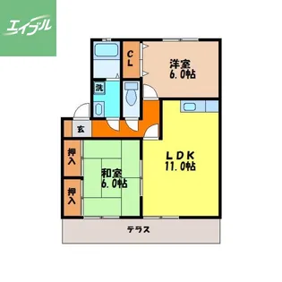 エスポワールくるり【101号室】の間取り