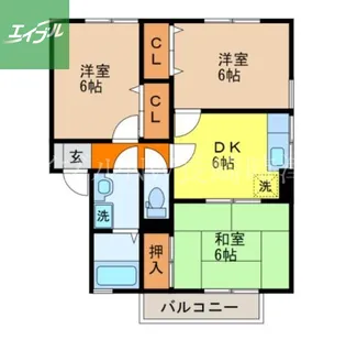 セジュール夢彩都A棟【2階】の間取り