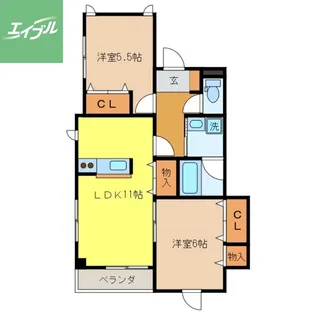 fuente m【302号室】の間取り