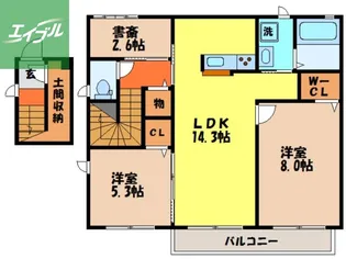 プリムローズ北陽台【2階】の間取り