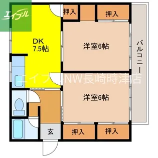 洗切荘【202号室】の間取り