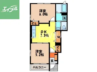 カレントハウスC【1階】の間取り