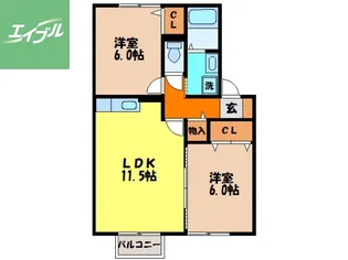グリーンコート長与Ⅱ【2階】の間取り