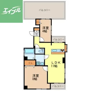 カリーナクアトロピアニ【501号室】の間取り