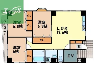 シャル夢館白鳥【3階】の間取り