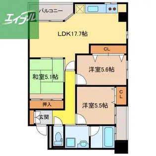 ヒルズ文教【2階】の間取り