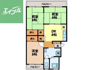 コーポ三川【302号室】の間取り