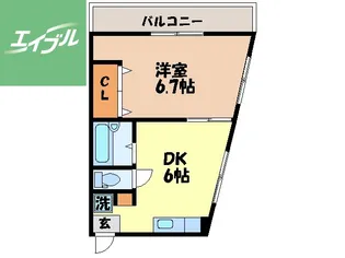 1DKの間取り画像