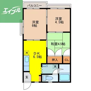クレインハウスB棟【201号室】の間取り