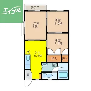 クレインハウスB棟【101号室】の間取り