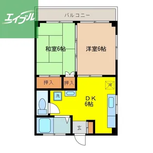 サンパレス三原【102号室】の間取り