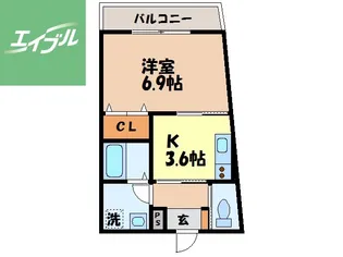 アールグレイ泉【104号室】の間取り