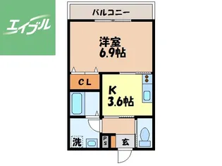 アールグレイ泉【206号室】の間取り