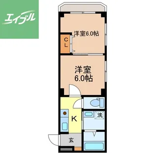 家野町サンロイヤル【301号室】の間取り