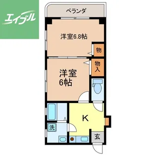 家野町サンロイヤル【202号室】の間取り