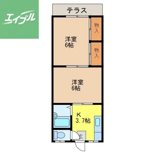 コーポ・レピュート高尾【102号室】の間取り